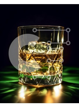 Σετ των 2 Intra Συλλεκτικό Ξύλινο Παζλ Plywood  4mm - Ποτήρι ουίσκι με παγάκι σε σκούρο φόντο Σε Ξύλινο Κουτί - Διαστάσεις: 10x10 cm – 25 κομμάτια