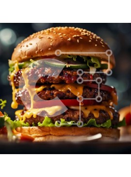 Σετ των 2 Intra Συλλεκτικό Ξύλινο Παζλ Plywood  4mm - Λαχταριστό Cheeseburger με φρέσκα υλικά Σε Ξύλινο Κουτί - Διαστάσεις: 10x10 cm – 25 κομμάτια