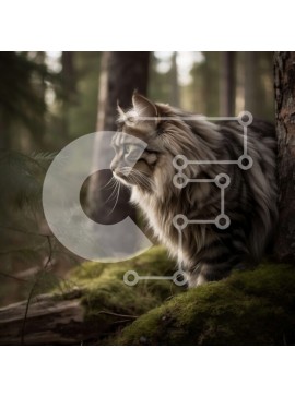 Intra Συλλεκτικό Ξύλινο Παζλ Plywood  4mm - Όμορφη εικόνα μιας μακρυμάλλης γάτας στο δάσος Σε Ξύλινο Κουτί - Διαστάσεις: 10x10 cm – 25 κομμάτια