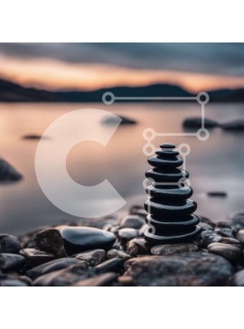 Intra Συλλεκτικό Ξύλινο Παζλ Plywood  4mm - Στοίβα από μαύρες πέτρες σε μια βραχώδη παραλία στο ηλιοβασίλεμα Σε Ξύλινο Κουτί - Διαστάσεις: 10x10 cm – 25 κομμάτια