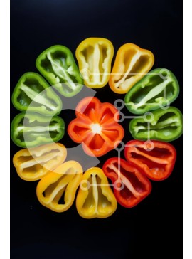 Σετ των 2 Intra Συλλεκτικό Ξύλινο Παζλ Plywood  4mm - Ζωντανές πιπεριές διατεταγμένες σε κύκλο Σε Ξύλινο Κουτί - Διαστάσεις: 10x10 cm – 25 κομμάτια