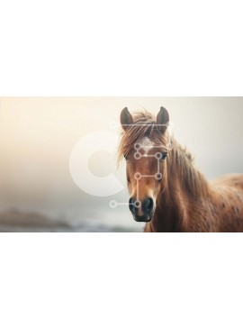 Intra Συλλεκτικό Ξύλινο Παζλ Plywood  4mm - Καφέ άλογο σε ομιχλώδες φόντο Σε Ξύλινο Κουτί - Διαστάσεις: 10x10 cm – 25 κομμάτια