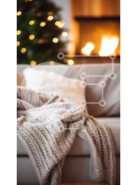 Intra Συλλεκτικό Ξύλινο Παζλ Plywood  4mm - Winter Wonderland: Άνετο σαλόνι με τζάκι και θέα στο χιονισμένο τοπίο Σε Ξύλινο Κουτί - Διαστάσεις Puzzle: 10x10 cm – 25 κομμάτια