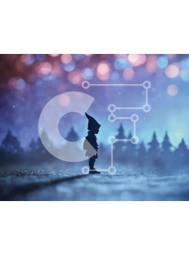 Intra Συλλεκτικό Ξύλινο Παζλ Plywood  4mm - Σιλουέτα του ξωτικού στο χιόνι Σε Ξύλινο Κουτί - Διαστάσεις Puzzle: 10x10 cm – 25 κομμάτια