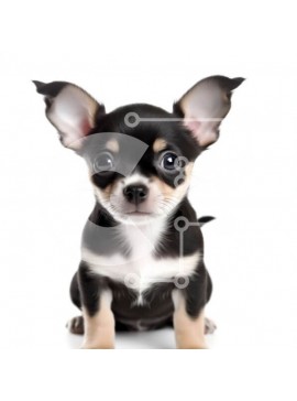 Intra Συλλεκτικό Ξύλινο Παζλ Plywood  4mm - Αξιολάτρευτη εικόνα ενός μικρού ασπρόμαυρου Τσιουάουα σε λευκό φόντο Σε Ξύλινο Κουτί - Διαστάσεις: 10x10 cm – 25 κομμάτια