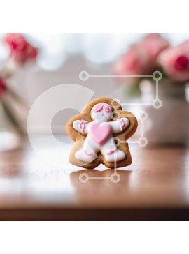 Intra Συλλεκτικό Ξύλινο Παζλ Plywood  4mm - Ρομαντικό ειδώλιο άνδρα με μελόψωμο στο τραπέζι με λουλούδια Σε Ξύλινο Κουτί - Διαστάσεις Puzzle: 10x10 cm – 25 κομμάτια