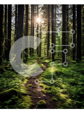 Intra Συλλεκτικό Ξύλινο Παζλ Plywood  4mm - Όμορφο μονοπάτι σε πυκνό δάσος με ποώδη δέντρα Σε Ξύλινο Κουτί - Διαστάσεις: 10x10 cm – 25 κομμάτια