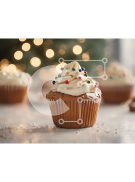 Σετ των 2 Intra Συλλεκτικό Ξύλινο Παζλ Plywood  4mm - Cupcake με λευκό πάγωμα και πασπαλίζει σε φωτισμένο φόντο Σε Ξύλινο Κουτί - Διαστάσεις: 10x10 cm – 25 κομμάτια