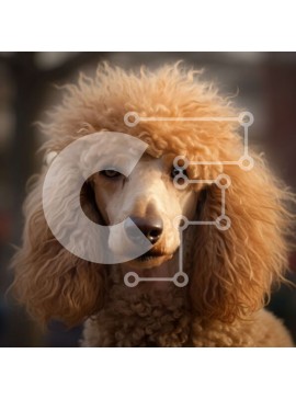 Intra Συλλεκτικό Ξύλινο Παζλ Plywood  4mm - Σοβαρό καφέ κανίς σκυλί με σγουρά μαλλιά που κοιτάζει την κάμερα Σε Ξύλινο Κουτί - Διαστάσεις: 10x10 cm – 25 κομμάτια