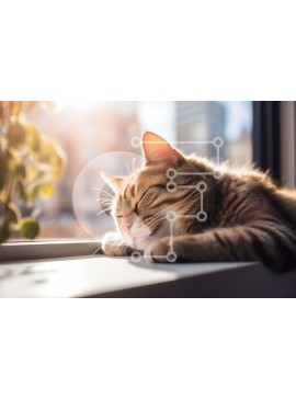 Σετ των 2 Intra Συλλεκτικό Ξύλινο Παζλ Plywood  4mm - Αξιολάτρευτη εικόνα μιας γάτας που κοιμάται σε ένα ηλιόλουστο περβάζι Σε Ξύλινο Κουτί - Διαστάσεις: 10x10 cm – 25 κομμάτια