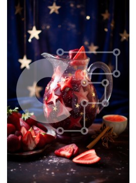 Σετ των 2 Intra Συλλεκτικό Ξύλινο Παζλ Plywood  4mm - Sangria με φράουλα με φράουλες σε σχήμα αστεριού Σε Ξύλινο Κουτί - Διαστάσεις: 10x10 cm – 25 κομμάτια