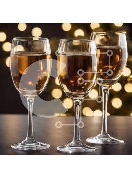 Σετ των 2 Intra Συλλεκτικό Ξύλινο Παζλ Plywood  4mm - Τρία ποτήρια κρασιού με λευκό κρασί σε ένα φωτισμένο τραπέζι Σε Ξύλινο Κουτί - Διαστάσεις: 10x10 cm – 25 κομμάτια