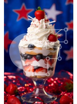 Σετ των 2 Intra Συλλεκτικό Ξύλινο Παζλ Plywood  4mm - Επιδόρπιο Patriotic Trifle Bowl με σαντιγί και μούρα Σε Ξύλινο Κουτί - Διαστάσεις: 10x10 cm – 25 κομμάτια