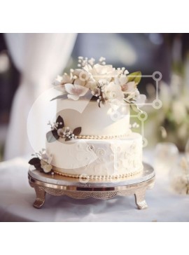 Σετ των 2 Intra Συλλεκτικό Ξύλινο Παζλ Plywood  4mm - Κομψή τριώροφη τούρτα με φρέσκα λουλούδια Σε Ξύλινο Κουτί - Διαστάσεις: 10x10 cm – 25 κομμάτια