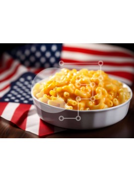 Σετ των 2 Intra Συλλεκτικό Ξύλινο Παζλ Plywood  4mm - Μακαρόνια και τυρί με φόντο αμερικανική σημαία Σε Ξύλινο Κουτί - Διαστάσεις: 10x10 cm – 25 κομμάτια