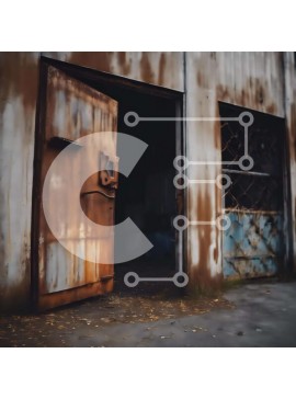 Intra Συλλεκτικό Ξύλινο Παζλ Plywood  4mm - Παλιό σκουριασμένο κτήριο με ανοιχτή πόρτα και σημάδια φθοράς Σε Ξύλινο Κουτί - Διαστάσεις Puzzle: 10x10 cm – 25 κομμάτια