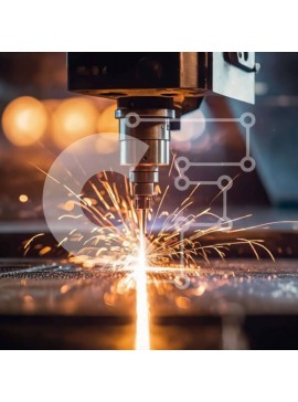 Intra Συλλεκτικό Ξύλινο Παζλ Plywood  4mm - Μηχάνημα Κοπής Μετάλλων στη Μεταποιητική Βιομηχανία με Σπινθήρες Σε Ξύλινο Κουτί - Διαστάσεις Puzzle: 10x10 cm – 25 κομμάτια