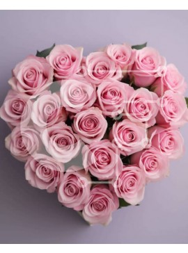 Intra Συλλεκτικό Ξύλινο Παζλ Plywood  4mm - Διάταξη σε σχήμα καρδιάς από ροζ τριαντάφυλλα Σε Ξύλινο Κουτί - Διαστάσεις: 10x10 cm – 25 κομμάτια