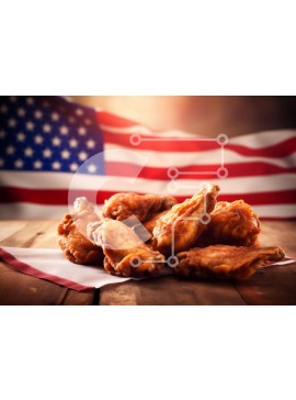 Σετ των 2 Intra Συλλεκτικό Ξύλινο Παζλ Plywood  4mm - American Fried Chicken Wings στις 4 Ιουλίου Σε Ξύλινο Κουτί - Διαστάσεις: 10x10 cm – 25 κομμάτια