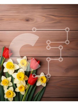 Intra Συλλεκτικό Ξύλινο Παζλ Plywood  4mm - Ανοιξιάτικα λουλούδια μπουκέτο σε παλιό ξύλινο φόντο Σε Ξύλινο Κουτί - Διαστάσεις: 10x10 cm – 25 κομμάτια