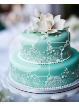 Σετ των 2 Intra Συλλεκτικό Ξύλινο Παζλ Plywood  4mm - Πράσινη γαμήλια τούρτα τριών επιπέδων με λευκά λουλούδια Σε Ξύλινο Κουτί - Διαστάσεις: 10x10 cm – 25 κομμάτια