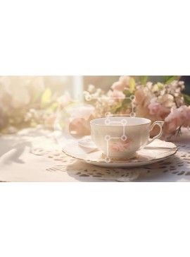 Σετ των 2 Intra Συλλεκτικό Ξύλινο Παζλ Plywood  4mm - Κομψό τραπέζι με λευκό φλιτζάνι, πιατάκι και κουτάλι Σε Ξύλινο Κουτί - Διαστάσεις: 10x10 cm – 25 κομμάτια