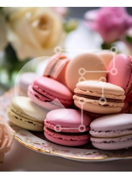 Σετ των 2 Intra Συλλεκτικό Ξύλινο Παζλ Plywood  4mm - Πολύχρωμα αμυγδαλωτά και τριαντάφυλλα πιάτο Σε Ξύλινο Κουτί - Διαστάσεις: 10x10 cm – 25 κομμάτια