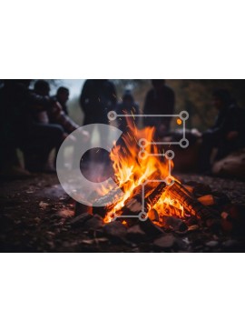 Intra Συλλεκτικό Ξύλινο Παζλ Plywood  4mm - Συγκέντρωση γύρω από μια φωτιά στο δάσος Σε Ξύλινο Κουτί - Διαστάσεις: 10x10 cm – 25 κομμάτια