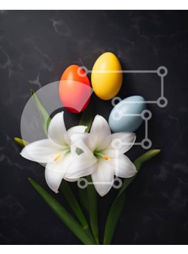 Intra Συλλεκτικό Ξύλινο Παζλ Plywood  4mm - Μπουκέτο με λευκούς κρίνους και πολύχρωμα πασχαλινά αυγά Σε Ξύλινο Κουτί - Διαστάσεις Puzzle: 10x10 cm – 25 κομμάτια