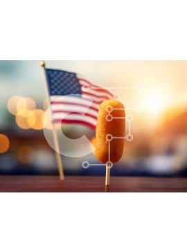 Σετ των 2 Intra Συλλεκτικό Ξύλινο Παζλ Plywood  4mm - Δύο τηγανητά ντόνατς σε ένα ραβδί με αμερικανική σημαία Σε Ξύλινο Κουτί - Διαστάσεις: 10x10 cm – 25 κομμάτια