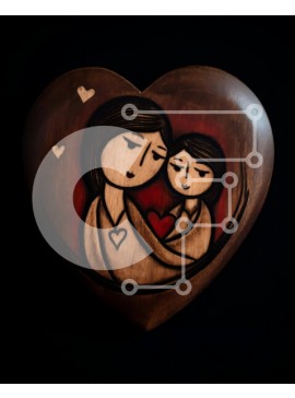 Intra Συλλεκτικό Ξύλινο Παζλ Plywood  4mm - Μητέρα και παιδί σε αντικείμενο σε σχήμα καρδιάς Σε Ξύλινο Κουτί - Διαστάσεις Puzzle: 10x10 cm – 25 κομμάτια
