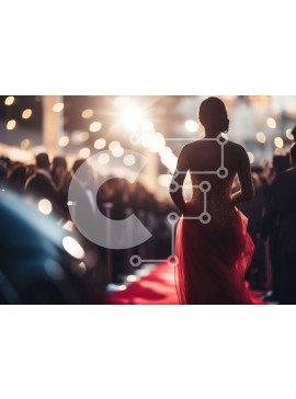 Intra Συλλεκτικό Ξύλινο Παζλ Plywood  4mm - Κομψή γυναίκα που περπατά κάτω από το κόκκινο χαλί Σε Ξύλινο Κουτί - Διαστάσεις Puzzle: 10x10 cm – 25 κομμάτια