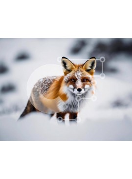 Intra Συλλεκτικό Ξύλινο Παζλ Plywood  4mm - Red Fox στο χιονισμένο βιότοπο Σε Ξύλινο Κουτί - Διαστάσεις: 10x10 cm – 25 κομμάτια