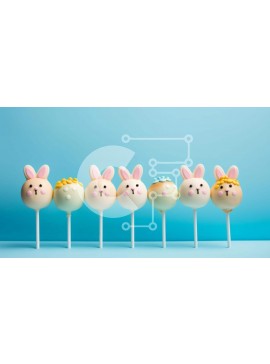 Σετ των 2 Intra Συλλεκτικό Ξύλινο Παζλ Plywood  4mm - Το κέικ με λαγουδάκι του Πάσχα σκάει σε πορτοκαλί φόντο Σε Ξύλινο Κουτί - Διαστάσεις: 10x10 cm – 25 κομμάτια