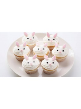Σετ των 2 Intra Συλλεκτικό Ξύλινο Παζλ Plywood  4mm - Cupcakes με θέμα το Πάσχα με αυτιά λαγουδάκι Σε Ξύλινο Κουτί - Διαστάσεις: 10x10 cm – 25 κομμάτια