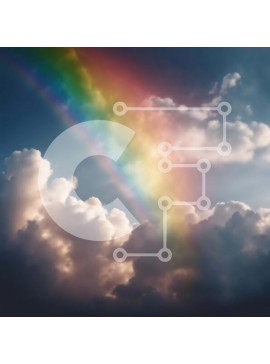 Intra Συλλεκτικό Ξύλινο Παζλ Plywood  4mm - Φωτεινό και πολύχρωμο ουράνιο τόξο στον ουρανό μέσα από σύννεφα Σε Ξύλινο Κουτί - Διαστάσεις: 10x10 cm – 25 κομμάτια