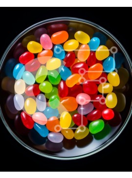 Σετ των 2 Intra Συλλεκτικό Ξύλινο Παζλ Plywood  4mm - Πολύχρωμα φασόλια ζελέ σε μπολ σε μαύρο φόντο Σε Ξύλινο Κουτί - Διαστάσεις: 10x10 cm – 25 κομμάτια