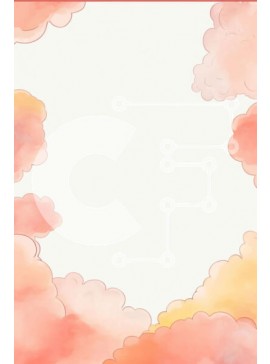 Intra Συλλεκτικό Ξύλινο Παζλ Plywood  4mm - Ροζ και πορτοκαλί ακουαρέλα φόντο με σύννεφα Σε Ξύλινο Κουτί - Διαστάσεις Puzzle: 10x10 cm – 25 κομμάτια