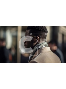 Intra Συλλεκτικό Ξύλινο Παζλ Plywood  4mm - Άνδρας με μπεζ παλτό και γυαλιά χρησιμοποιώντας τηλέφωνο στο City Street Σε Ξύλινο Κουτί - Διαστάσεις Puzzle: 10x10 cm – 25 κομμάτια