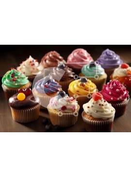 Σετ των 2 Intra Συλλεκτικό Ξύλινο Παζλ Plywood  4mm - Νόστιμα cupcakes με διαφορετικές γαρνιτούρες σε ένα ρουστίκ ξύλινο τραπέζι Σε Ξύλινο Κουτί - Διαστάσεις: 10x10 cm – 25 κομμάτια