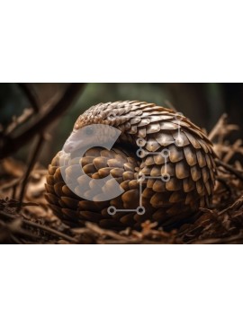 Σετ των 2 Intra Συλλεκτικό Ξύλινο Παζλ Plywood  4mm - Κοντινό πλάνο του προσώπου του Παγκκολίνου που δείχνει λέπια και αιχμηρά δόντια Σε Ξύλινο Κουτί - Διαστάσεις: 10x10 cm – 25 κομμάτια