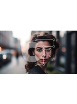 Intra Συλλεκτικό Ξύλινο Παζλ Plywood  4mm - Σοβαρή νεαρή γυναίκα με μαύρο πουκάμισο - Φωτογραφία Αρχείου Σε Ξύλινο Κουτί - Διαστάσεις Puzzle: 10x10 cm – 25 κομμάτια