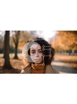 Intra Συλλεκτικό Ξύλινο Παζλ Plywood  4mm - Φθινοπωρινό πορτρέτο νεαρής γυναίκας με μαύρισμα παλτό και καφέ μαντήλι Σε Ξύλινο Κουτί - Διαστάσεις Puzzle: 10x10 cm – 25 κομμάτια