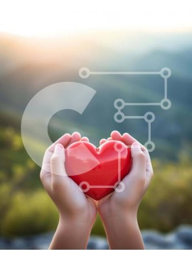 Intra Συλλεκτικό Ξύλινο Παζλ Plywood  4mm - Παιδί που κρατά την κόκκινη καρδιά με το βουνό φόντο Σε Ξύλινο Κουτί - Διαστάσεις Puzzle: 10x10 cm – 25 κομμάτια