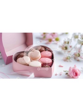 Σετ των 2 Intra Συλλεκτικό Ξύλινο Παζλ Plywood  4mm - Κουτί με μακαρόνια και λουλούδια σε σχήμα καρδιάς Σε Ξύλινο Κουτί - Διαστάσεις: 10x10 cm – 25 κομμάτια