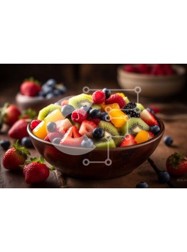 Σετ των 2 Intra Συλλεκτικό Ξύλινο Παζλ Plywood  4mm - Νόστιμο και θρεπτικό μπολ μικτών φρούτων σε ξύλινο τραπέζι Σε Ξύλινο Κουτί - Διαστάσεις: 10x10 cm – 25 κομμάτια