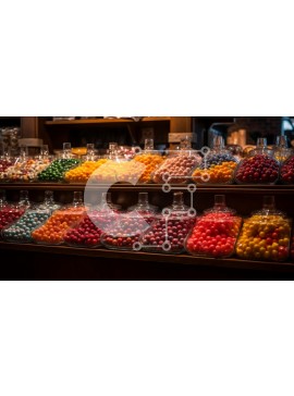 Σετ των 2 Intra Συλλεκτικό Ξύλινο Παζλ Plywood  4mm - Πολύχρωμη εικόνα ανάμεικτης καραμέλας σε προθήκη Σε Ξύλινο Κουτί - Διαστάσεις: 10x10 cm – 25 κομμάτια