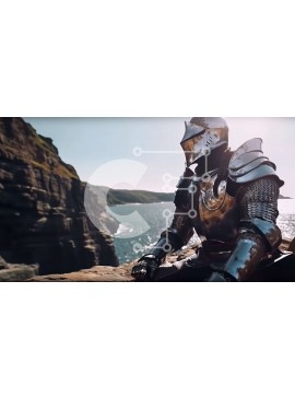 Intra Συλλεκτικό Ξύλινο Παζλ Plywood  4mm - Ιππότης με λαμπερή πανοπλία με σπαθί και κράνος σε γκρεμό με θέα στον ωκεανό Σε Ξύλινο Κουτί - Διαστάσεις Puzzle: 10x10 cm – 25 κομμάτια