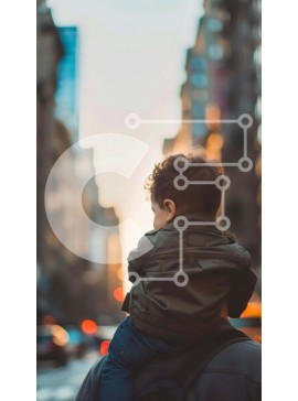 Intra Συλλεκτικό Ξύλινο Παζλ Plywood  4mm - Πατέρας και γιος περπατούν στην οδό της πόλης Σε Ξύλινο Κουτί - Διαστάσεις Puzzle: 10x10 cm – 25 κομμάτια