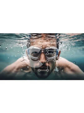 Intra Συλλεκτικό Ξύλινο Παζλ Plywood  4mm - Σοβαρός άνδρας με γυαλιά κολύμβησης που κοιτάζει την κάμερα Σε Ξύλινο Κουτί - Διαστάσεις Puzzle: 10x10 cm – 25 κομμάτια